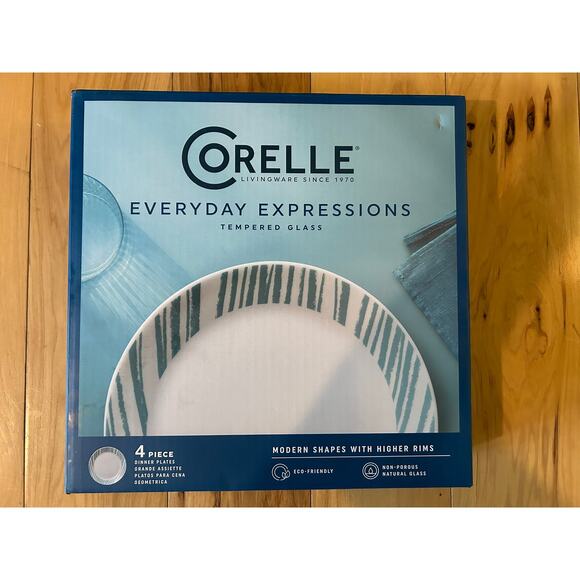 Corelle Everyday Expressions Glass Geometrica Abstract 4 Piece Dinner Plates - Picture 6 of 6